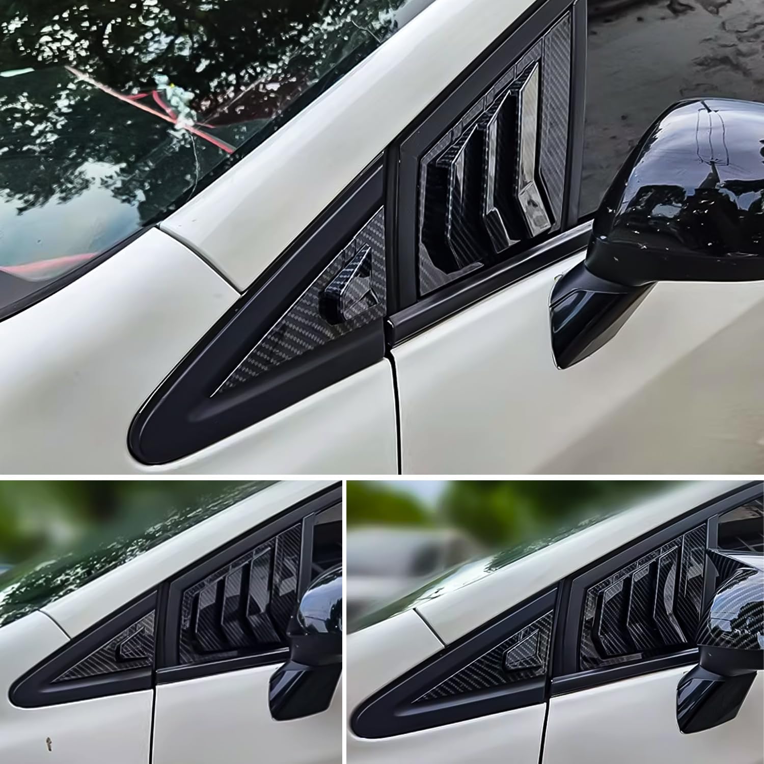 Compatible with Honda 9th Gen Civic 2012 2013 2014 2015 Window Louvers Front Side Racing Style ABS Window Louvers Air Vent Scoop Shades Cover Blinds Car Exterior Accessories Carbon Fiber 4PCS