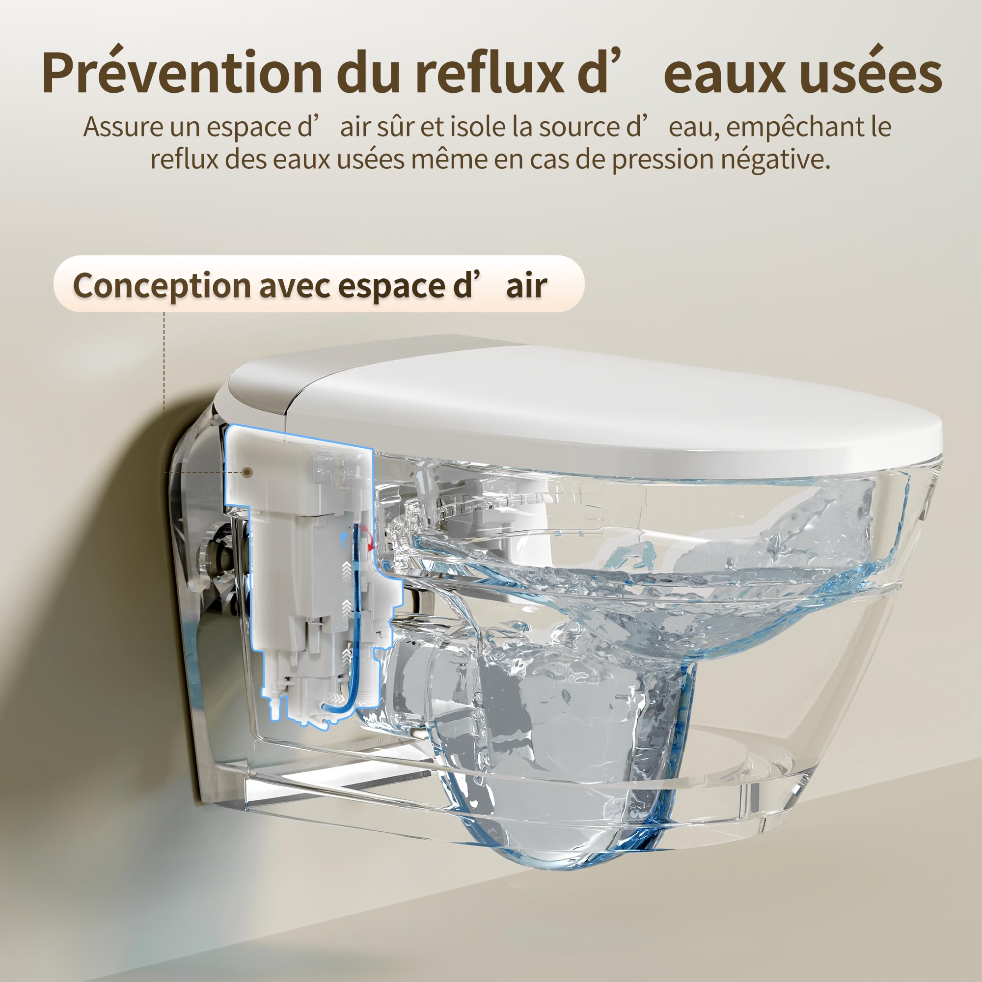 DeerValley Cuvette WC Lavant Suspendu Céramique avec Bâti-Support- Toilette Japonaise Intégrée, Fonction Bidet, Siège Chauffant, Buse Autonettoyante, Chasse Automatique, Télécommande