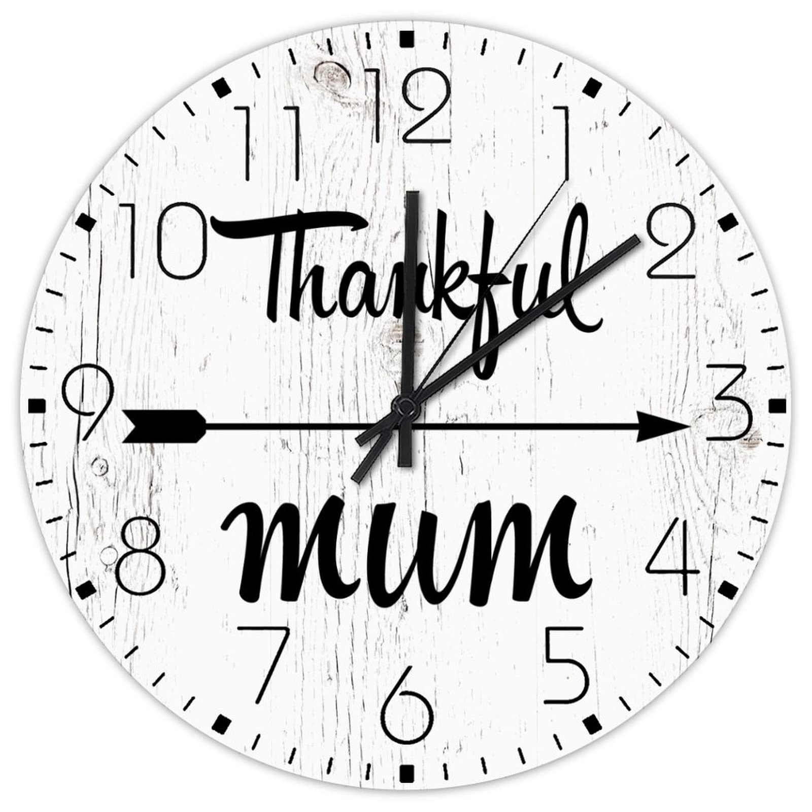 Horloge murale en bois Thankful Mum 30 cm silencieuse pour chambre