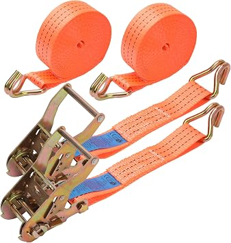 Heavy Duty Ratchet Strap, 2 Pack x 1500 kg 6M Tie Down Straps with Hooks