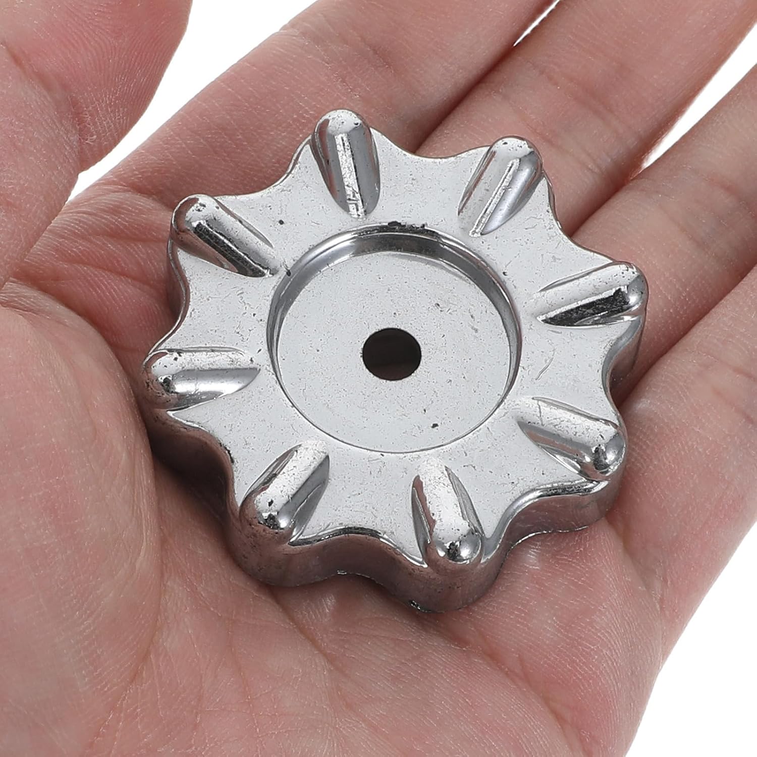 2pcs Precision Gauge Knob Round Wheel Handle Iron Silver