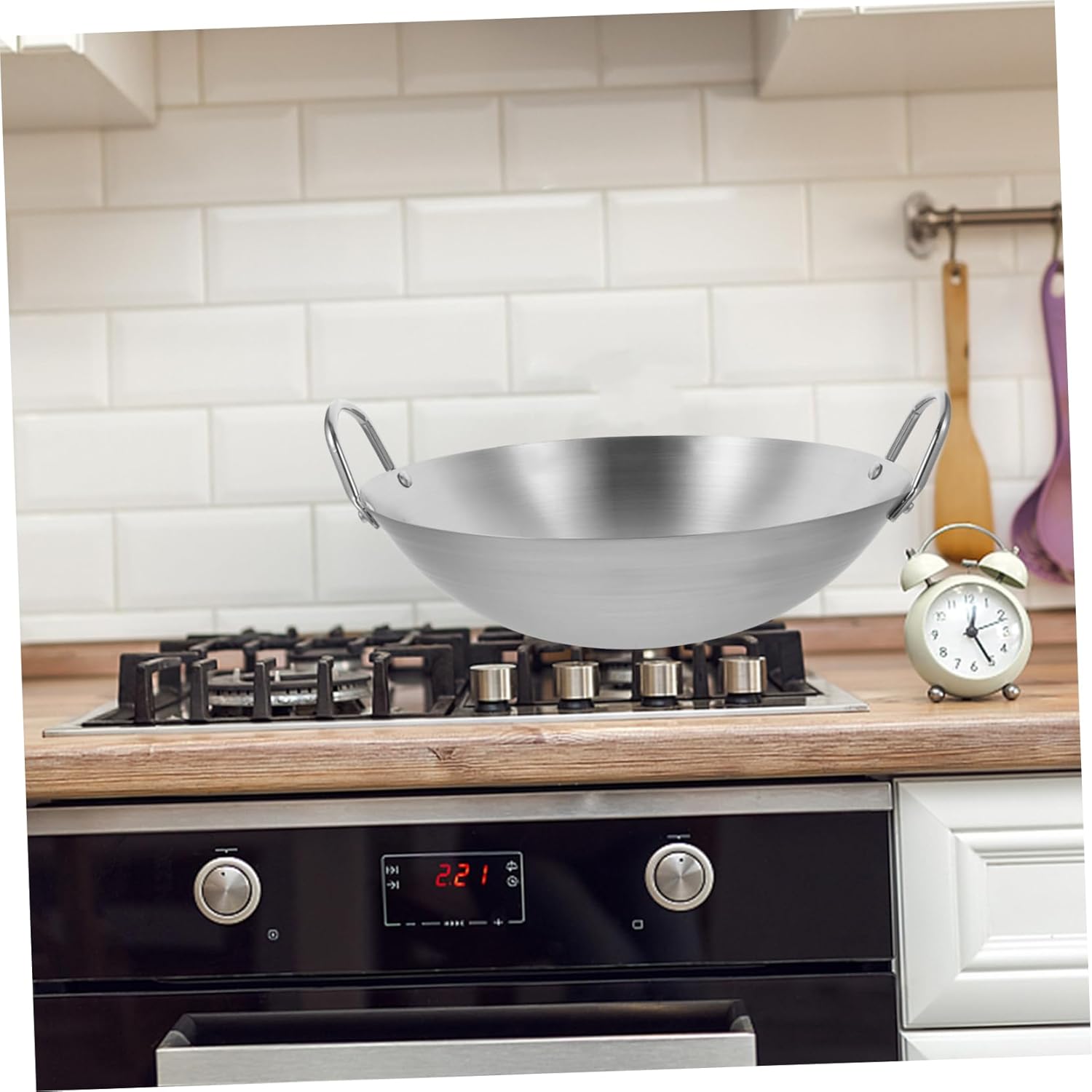 Cabilock Stir Fry Pan Stainless Steel Wok Big Size Frying Pan Chinese Wok Handles Induction Stove Gas Electric Stove