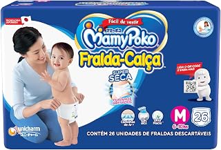 Fralda-Calça MamyPoko Tamanho M, embalagem Jumbinho, 26 unidades, Branco