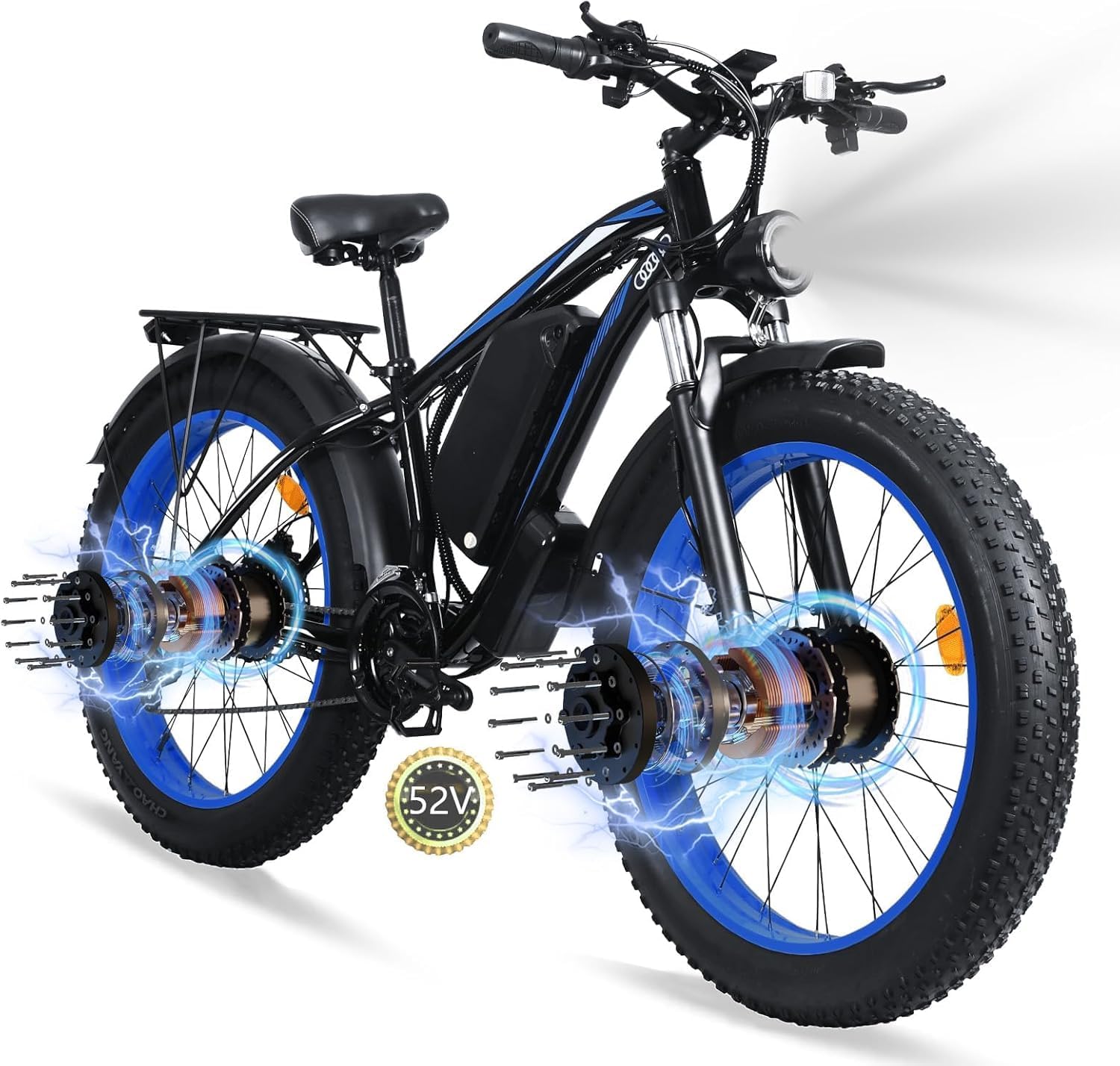 Electric Bike for Adults,39MPH/36MPH-100 Miles/90 Miles（3000W/2000W） Electric Bicycle with 52V/48V/23Ah Battery, 26''Fat Tire Fast E-Bike