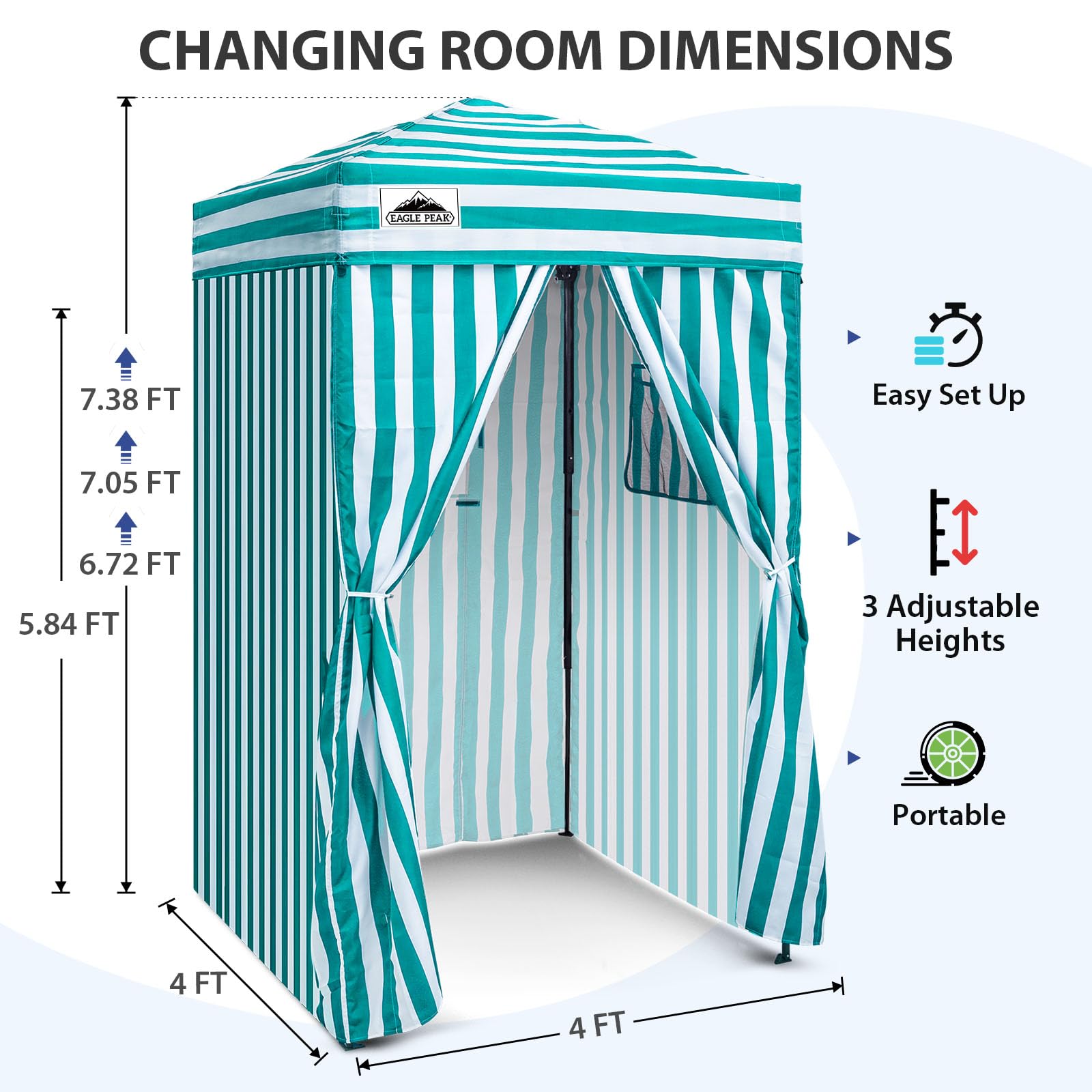 EAGLE PEAK Flex - Tettoia pop-up ultra compatta, 1,2 x 1,2 m, riparo dal sole, spogliatoio, baldacchino portatile per piscina, servizi fotografici alla moda o campeggio, bianco/azzurro