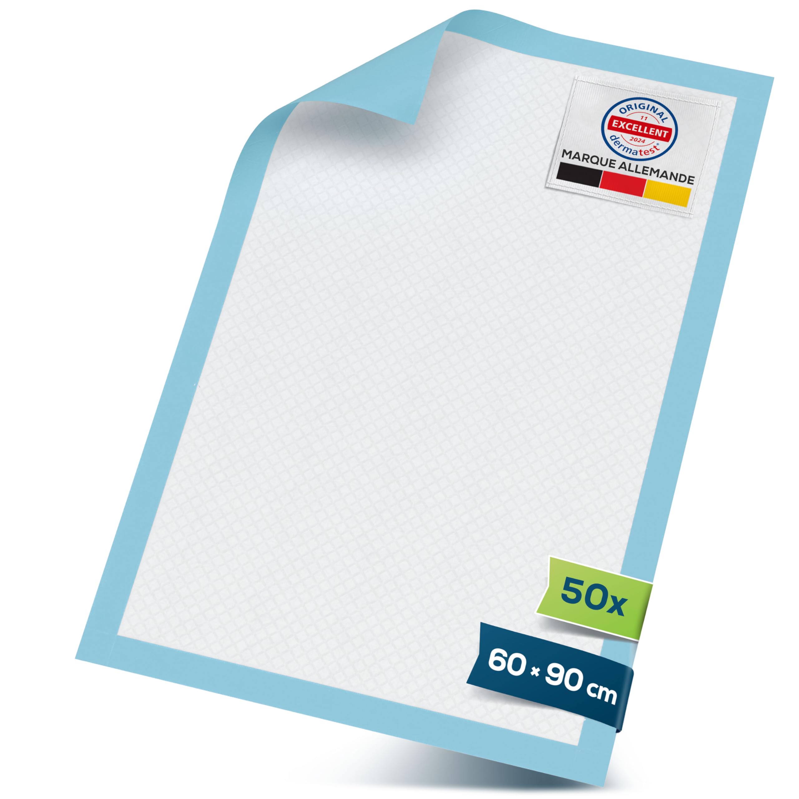 Sensalou Alèses Incontinence 60x90 cm – 50 Pièces – Alèses Jetables Absorbantes Imperméables pour Lit, Bébé, Seniors, Chiens, Protection Matelas, Soins à Domicile, Hygiène, Alèse Médicale