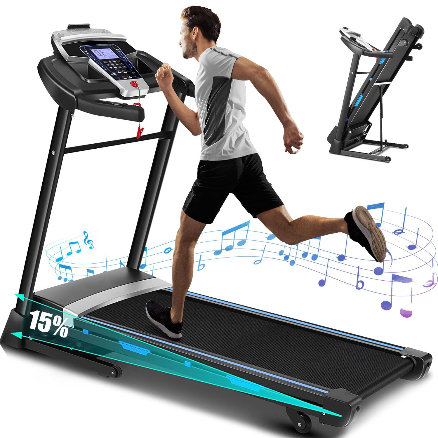 Funmily Folding Treadmills For Home 300 Lbs Weight Capacity