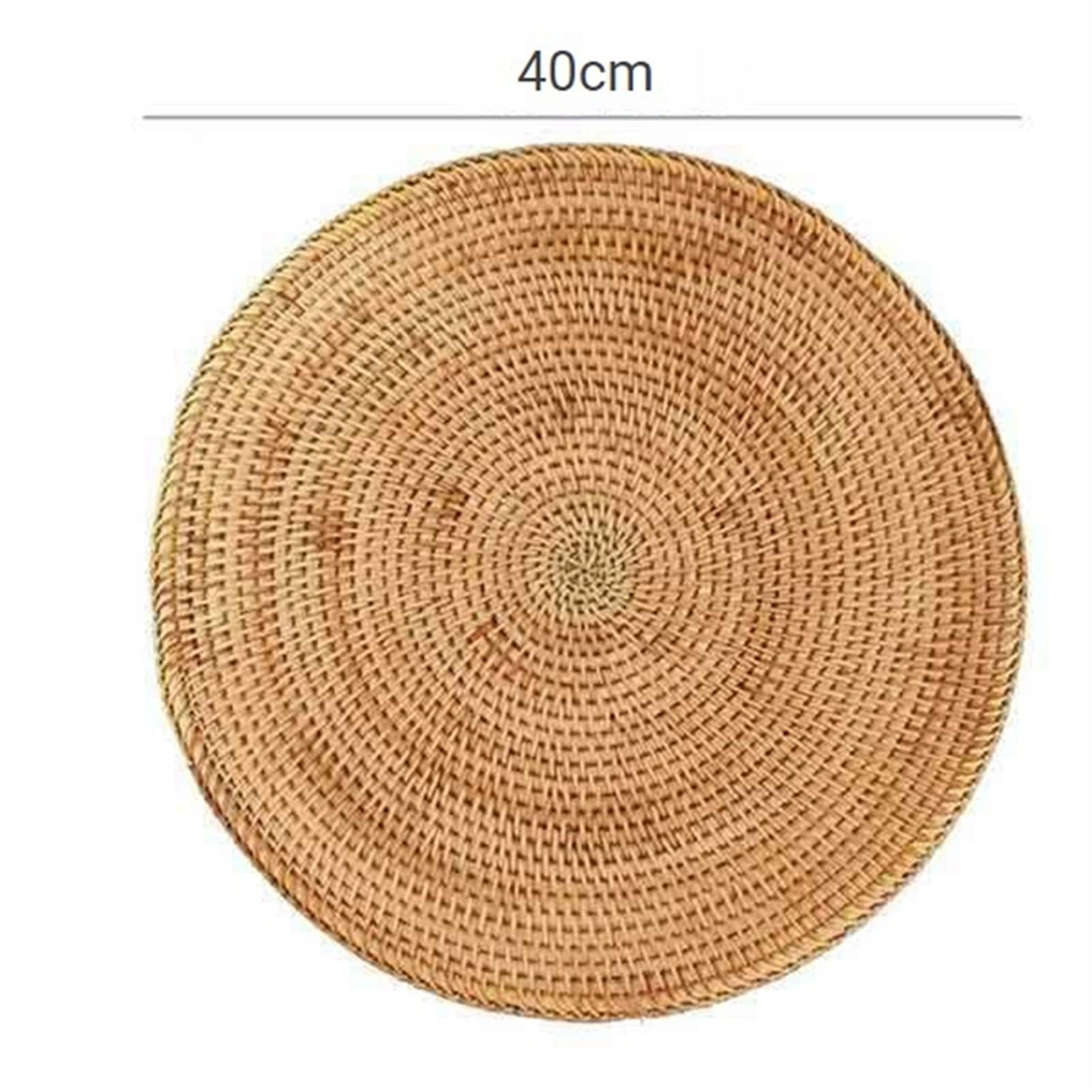 Pliki tkane rattanu, maty stołowe, nie poślizgowa odporna na ciepło mat, wiklinowe podkładki, turki -kompatybilne z gorącymi potrawami okrągłe, 40 cm