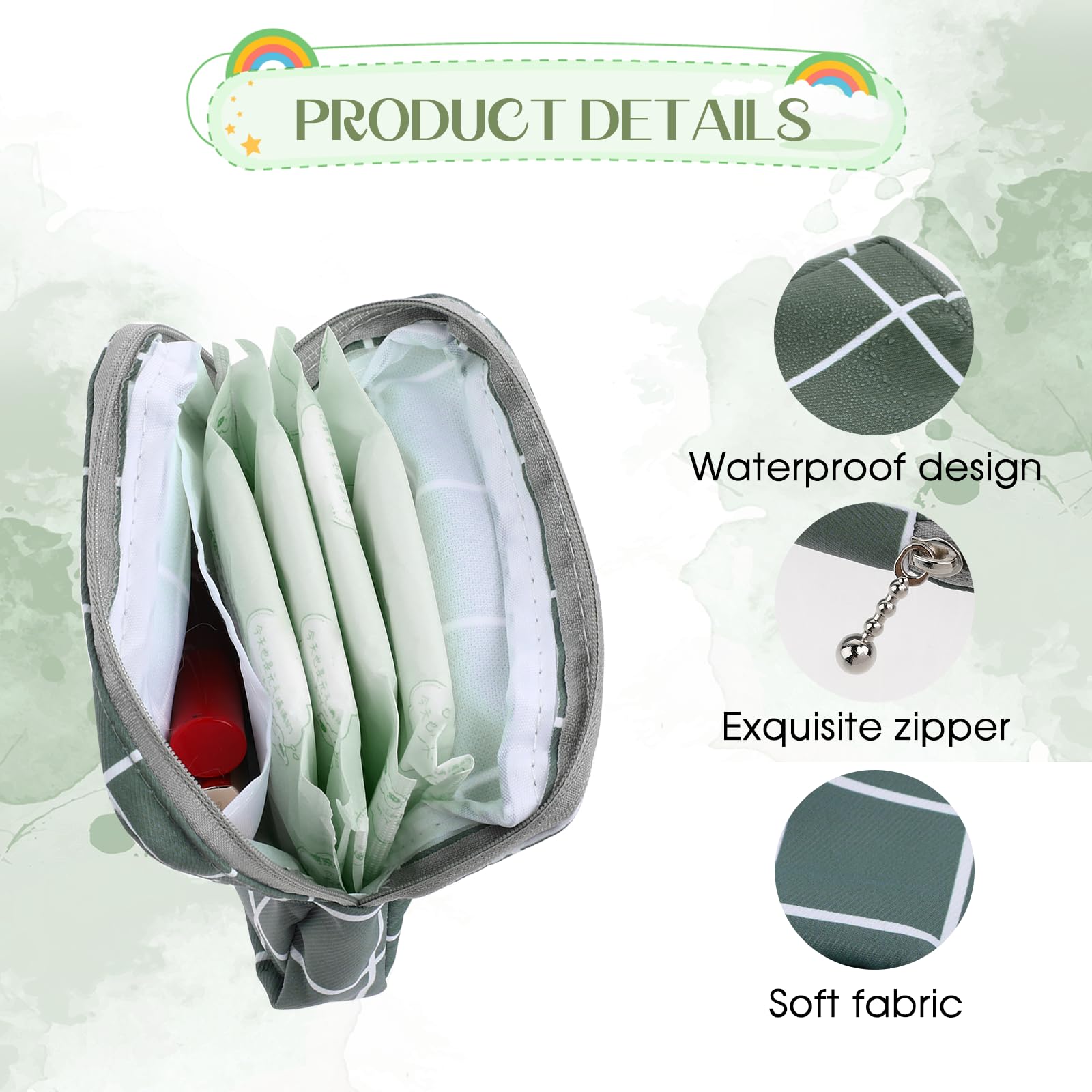 Bolsa de almacenamiento de servilletas sanitarias, bolsas de almohadillas menstruales reutilizables portátiles para mujer, bolsas de tampón, bolsa de productos femeninos, bolsa de kit de 2