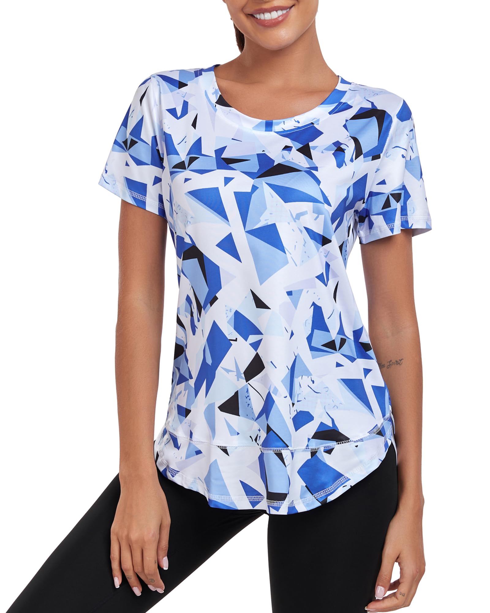 Deaviya Sport T-Shirt Damen, Kurzarmshirt Frauen, Workout Tops Rundhalsausschnitt Athletisch Lässig Laufen Yoga Fitness T-Shirts Locker Tee