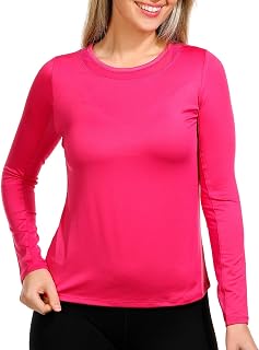 Stella Parker Women's Crew Mock Neck Long Sleeve Top – UPF 50+, Stretch Fabric, Inner Arm Mesh