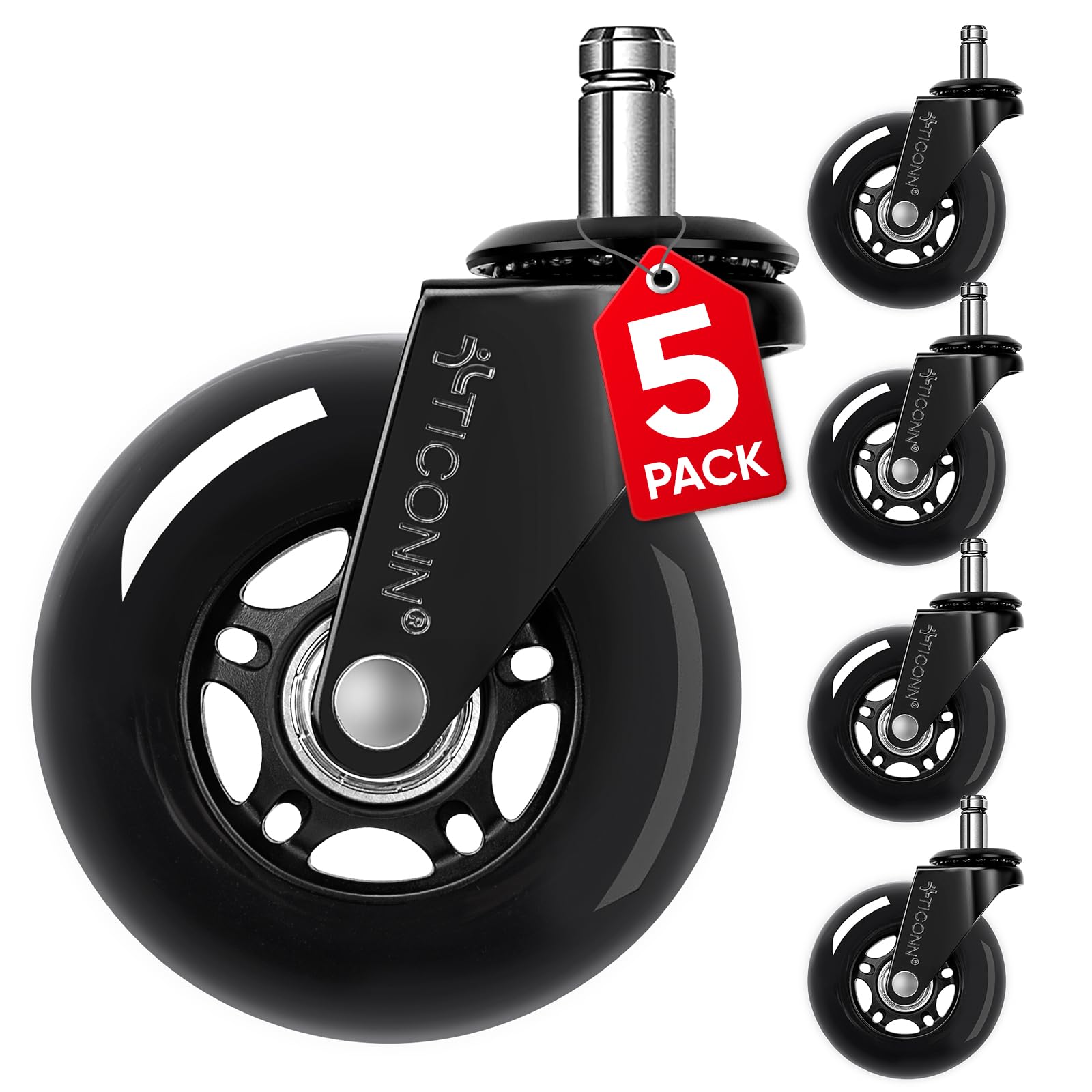 TICONN Office Chair Caster Wheels Set of 5
