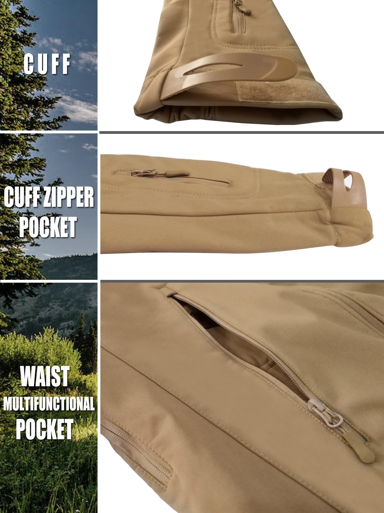 Kelmon Uomo Tattico Softshell Giacca Multifunzionale Outdoor Camouflage Militare Pile Fodera Impermeabile Antivento Calda Cappuccio Cappotto