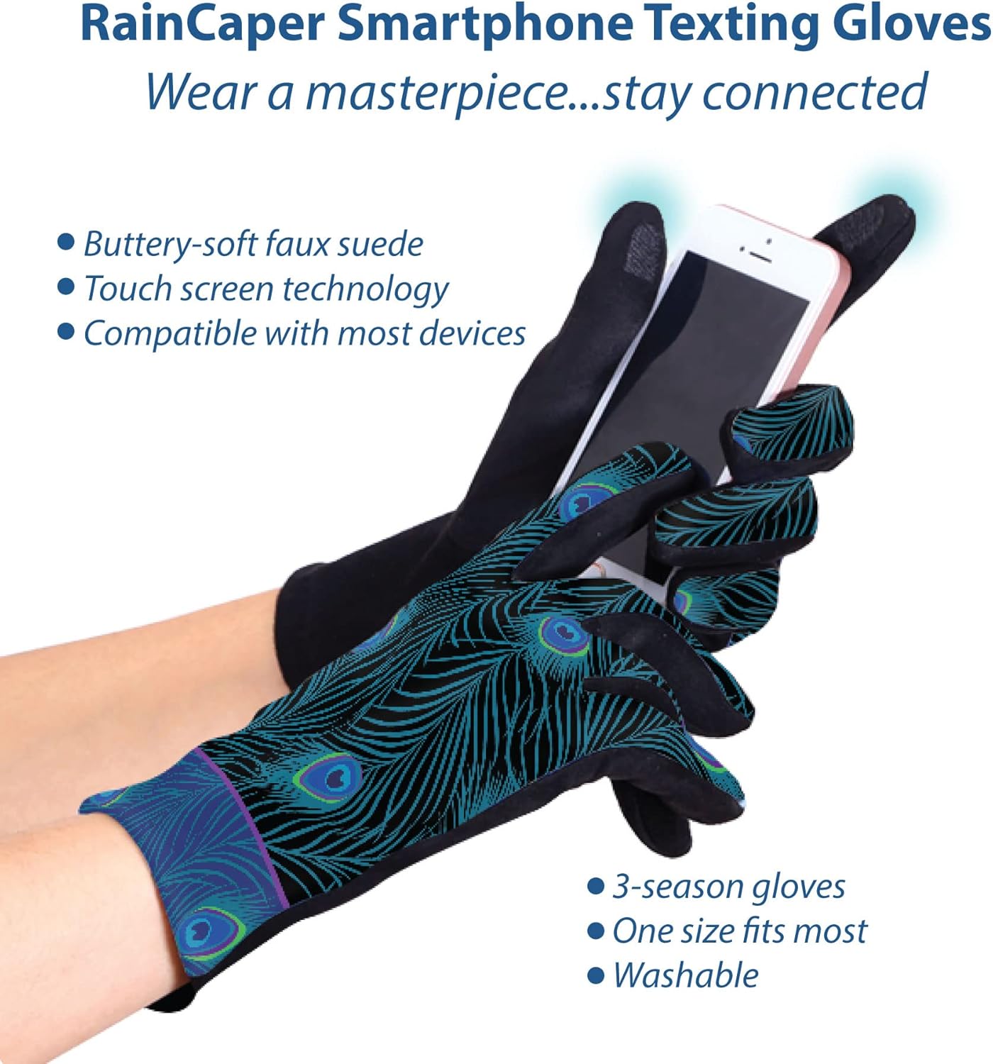 RainCaper Fine Art Women's Texting Gloves Warm Touchscreen Gloves All-season Travel, Museum & Fashion Gloves Fit Most