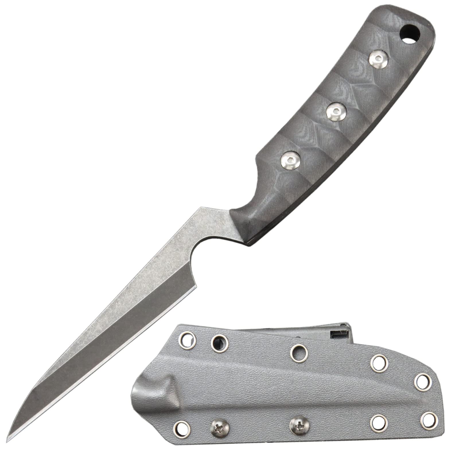 C1291 Fixed Blade Knife Outdoor Camping Hunting Field Knife D2 Blade with Black G10 Handle Waist Clip EDC Kydex Sheath(Black) …