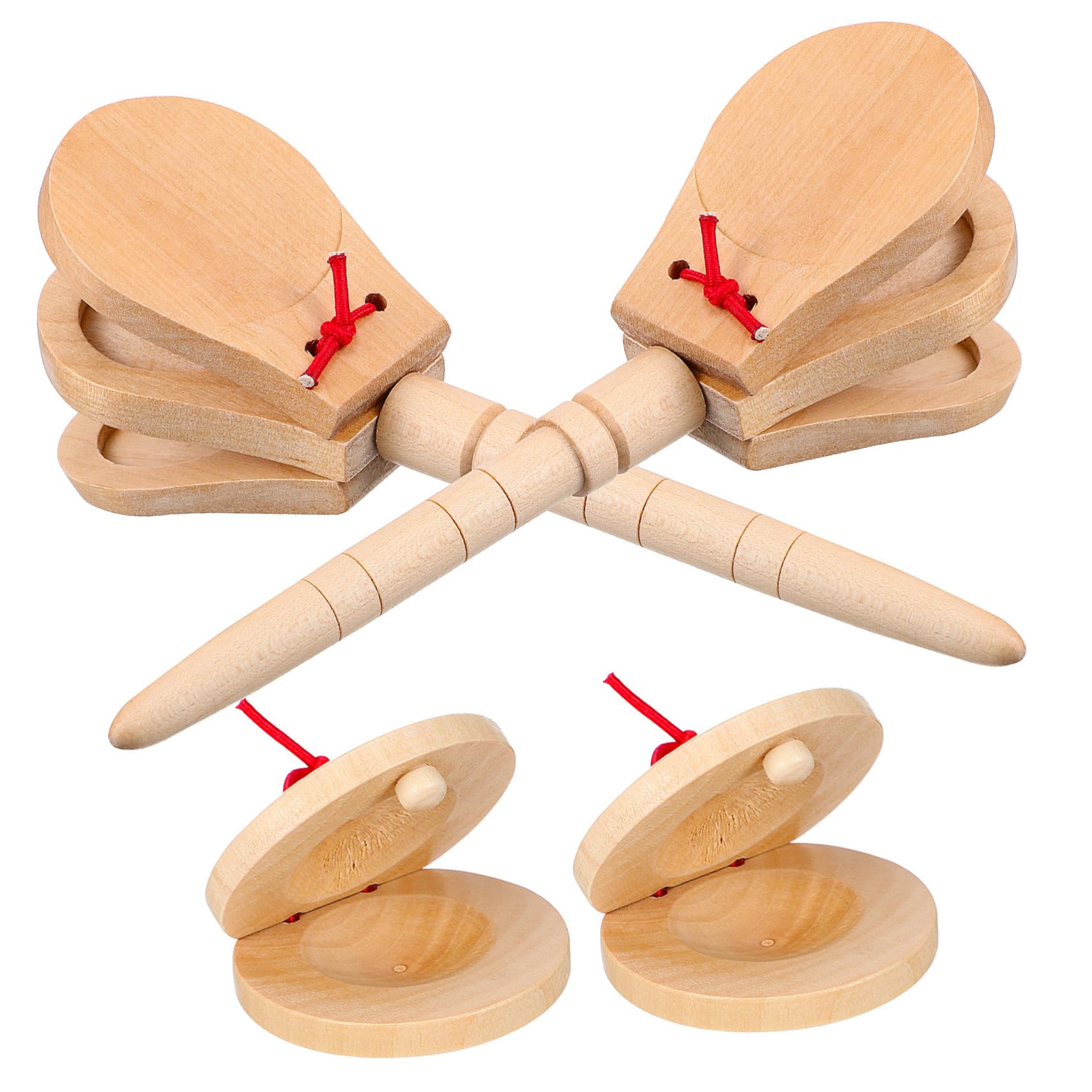 ERINGOGO 4pcs mini castanets wood castanets small percussion instruments practice castanets musical castanets finger castanets Waving board musical instrument dance board preschool wooden