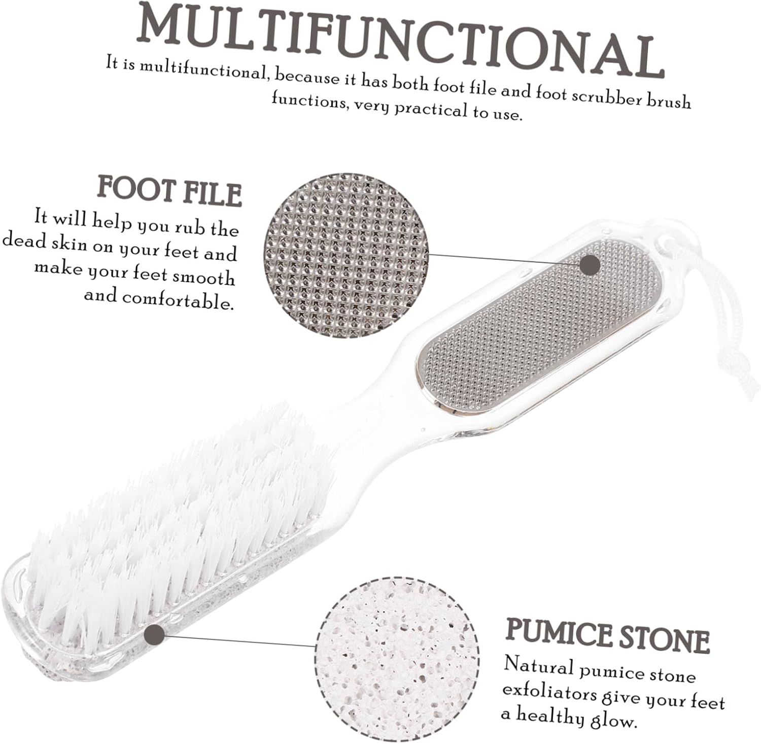 3pcs Foot File Scrubber Brush Callus Remover for Feet and Pedicure image 2