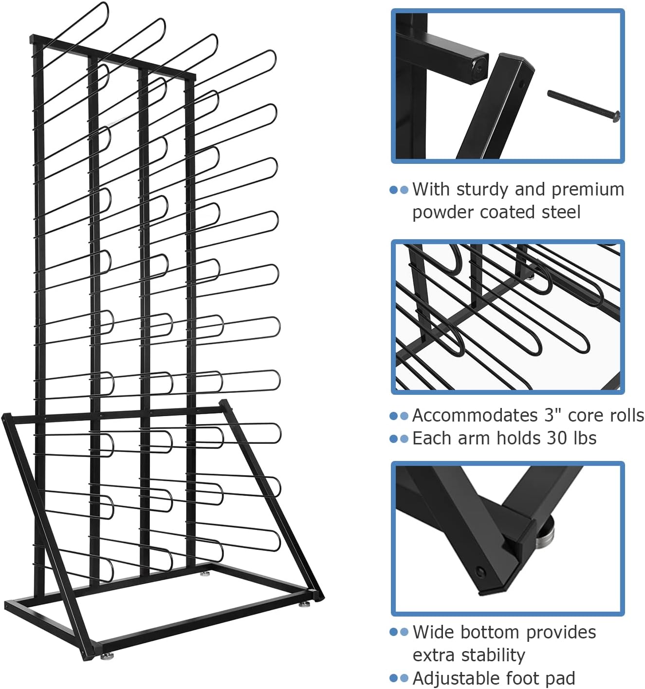 INNOVART Vinyl Roll Floor Storage Rack, Vinyl Roll Holder, Viny Roll Storage Rack for Craft Room, Vinyl Storage Organizer for Cricut, Linen Rolls, Fabric Rolls, Texture Rolls, Vinyl Rolls, 40 Rolls