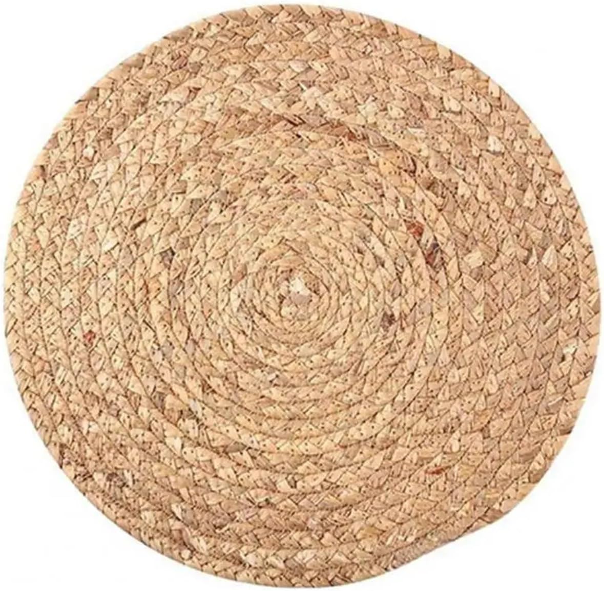 Heat Table Mat Handmade Straw Round Braided Placemat Oil-Proof Reusable Tea Coffee Cup Bowl Pad Kitchen Tools (Color : 12cm)