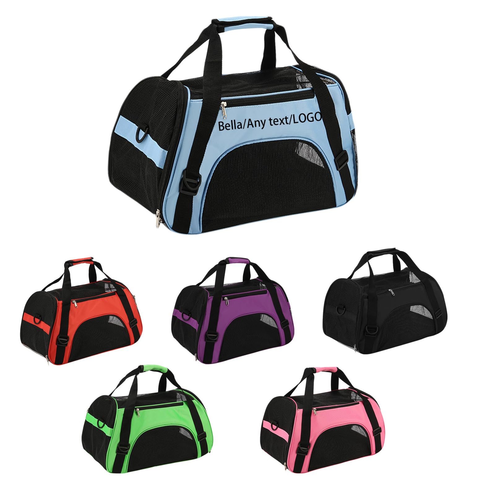 Personalised Soft Sided Portable Cat Carrier with Name, Foldable Pet Travel Carriers Bag For Cats/Small Dog/Puppy With Shoulder Strap & Removable Mat,Cat Basket Airline Approved (6 color to choose, S)