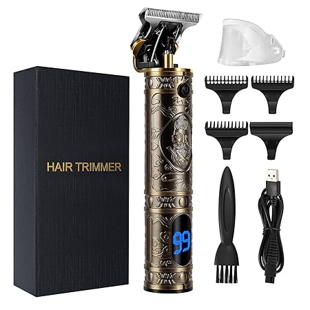 Professional Mens Hair Clippers Hair Trimmer with Combs Guards and LED Display Rechargeable Hair Clipper Professional Haircut & Grooming Kit for Men