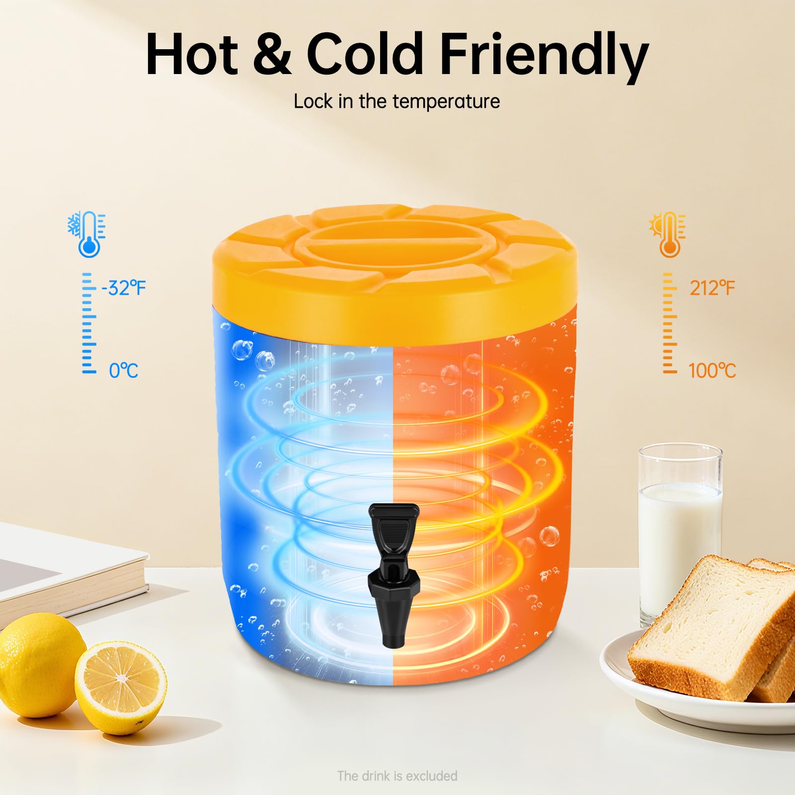Edelstahl Thermobehälter 11L mit Zapfhahn, Deckel & Tragegriffen, Tragbar Nahrungsmittelwärmer Warmhalte-Getränkespender für Parties, 24h Temperaturhaltung für Speisen, Kaffee & Tee (Blau)