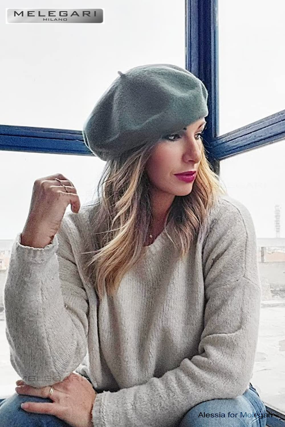 MELEGARI Czapka beanie damska | 100% wełna | Margie Beret | Wyprodukowano w UE