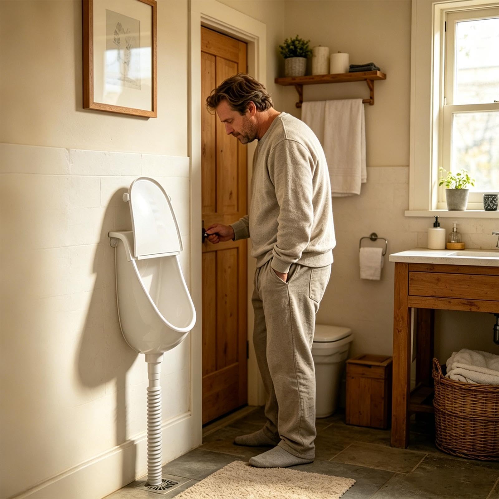 Urinario De Pared Con Tapa | Fácil De Instalar Anti Atasco Adhesiva Inodoro | Urinario Portátil Para Exteriores Y Baño,Para Garaje Camping Dormitorio Jardín Patio Trasero Adolescentes