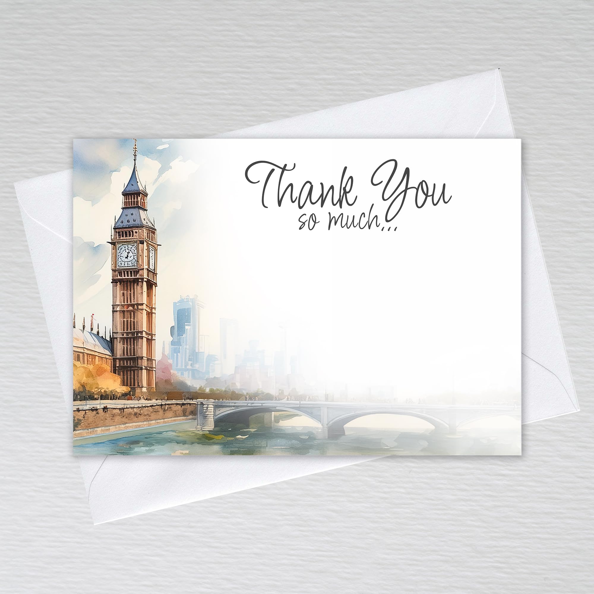 Thank You Card Pack with Envelopes/Thankyou Note Cards A6 Non-folded Thank You so much Postcards/Business Thank You Cards: City of London Big Ben Thank You Cards (Pack of 50 with Envelopes) — image 1