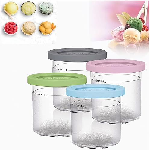 Creami Pints, for Creami Ninja Ice Cream Deluxe,16 OZ Ice Cream Pints Reusable,Leaf-Proof Compatible NC301 NC300 NC299AMZ Series Ice Cream Maker