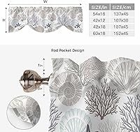 Vista 7 de Cenefa de amarre para ventanas, cortinas náuticas costeras de coral, cenefas con bolsillo para barra, cortinas de ventana con temática de playa