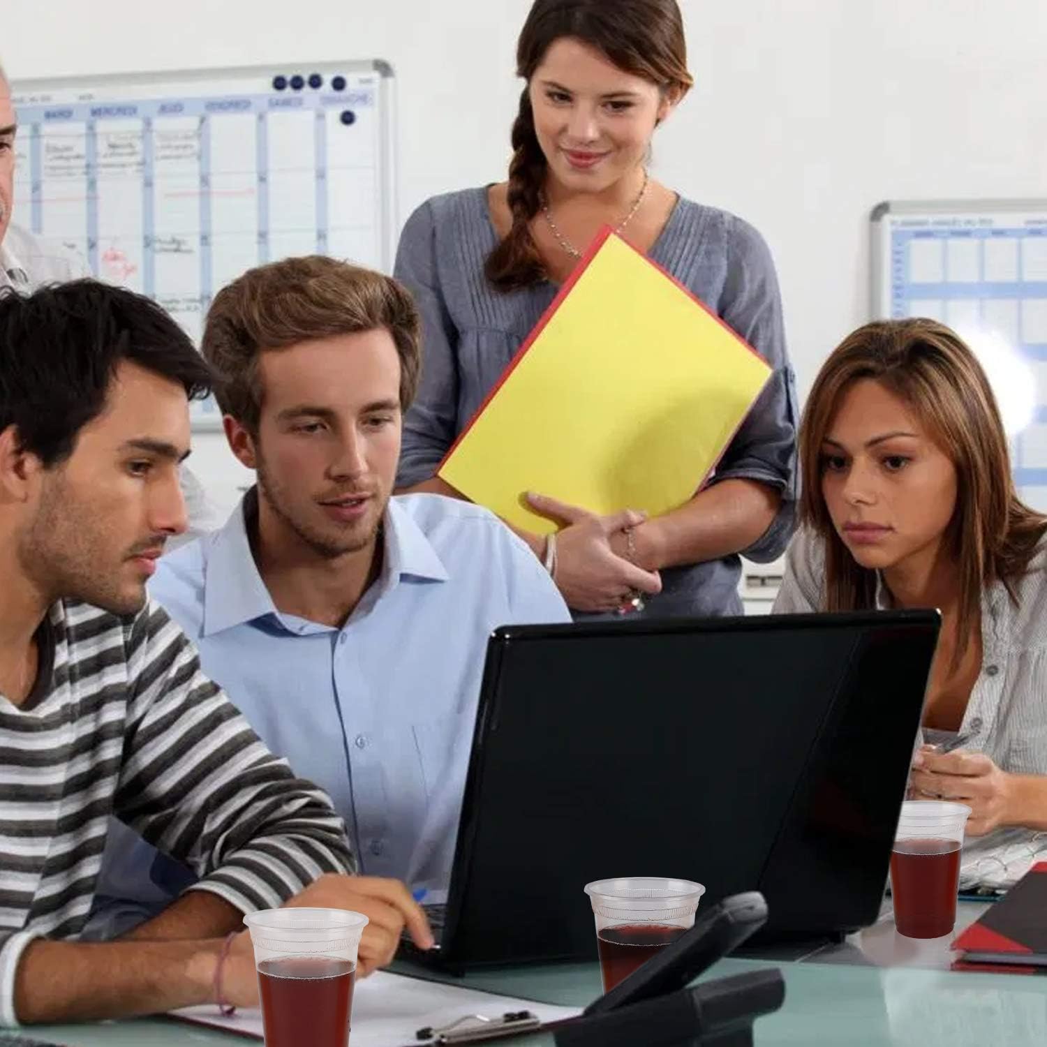 Plastic Cups, 100 Pack 12 Oz Clear Plastic Cups Disposable 12 Oz for Home Office Outdoors Picnic, Suitable for Anniversary Party - Image 5