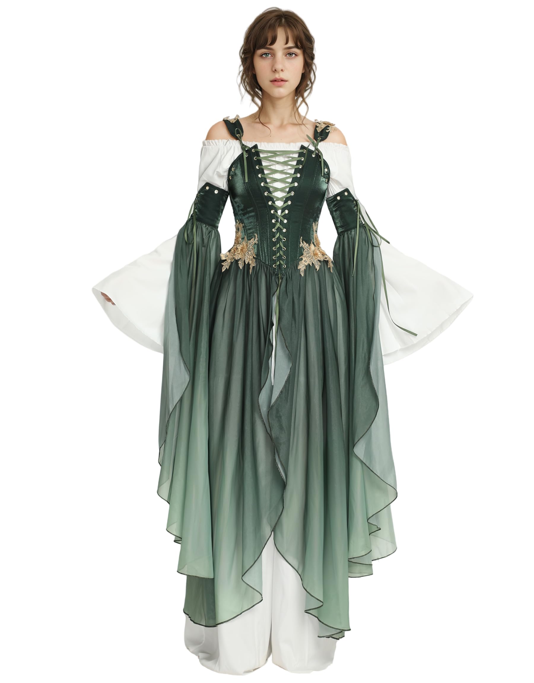 daizbella Renaissance Costume Women Ren Faire Dress Outer Garment Elf Costume for Women Underskirt Not Included