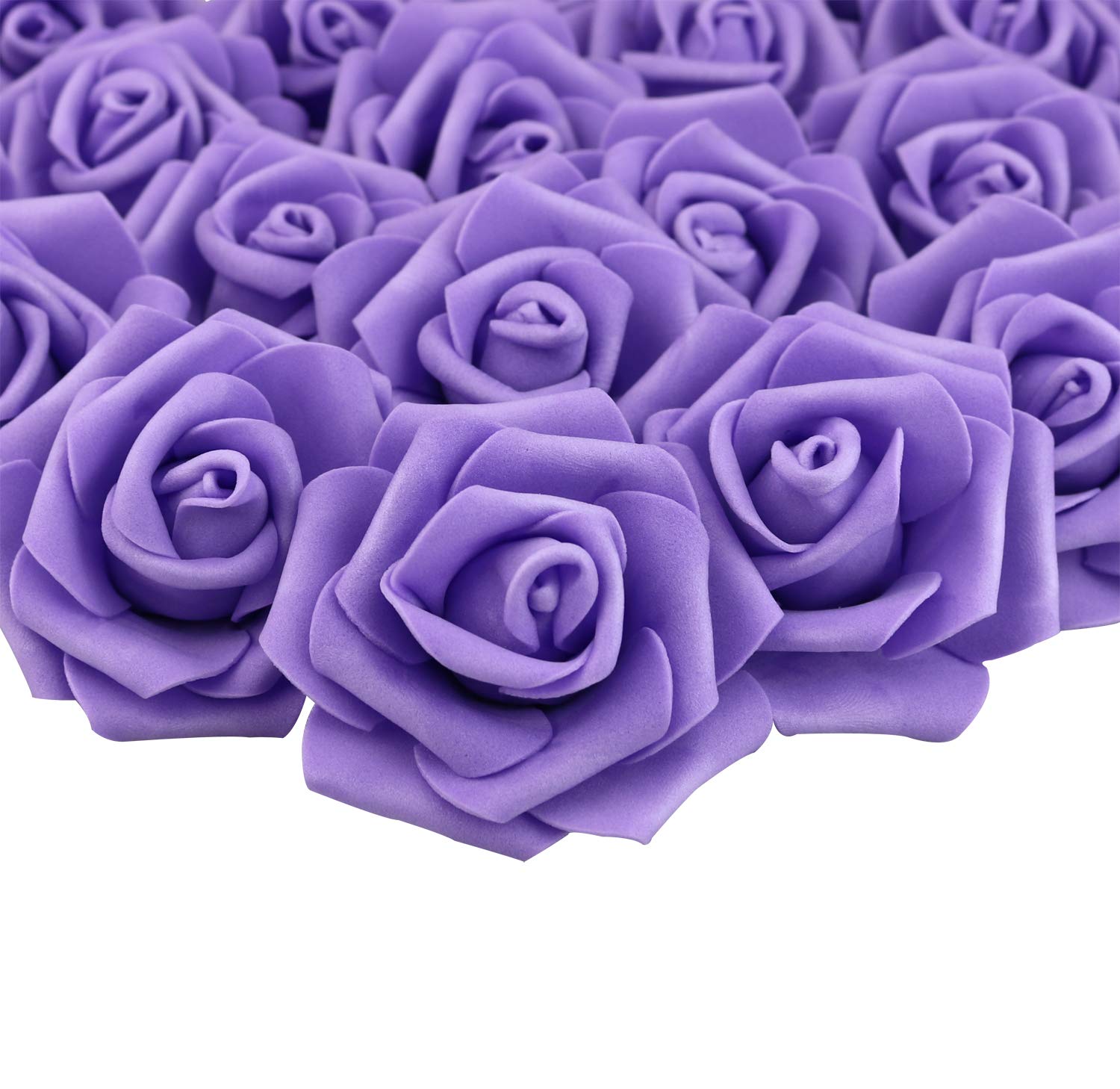 Lightingsky 7cm DIY Real Touch 3D Artificial Foam Rose Head Without Stem for Wedding Party Home Decoration (100pcs, Purple) by Lightingsky