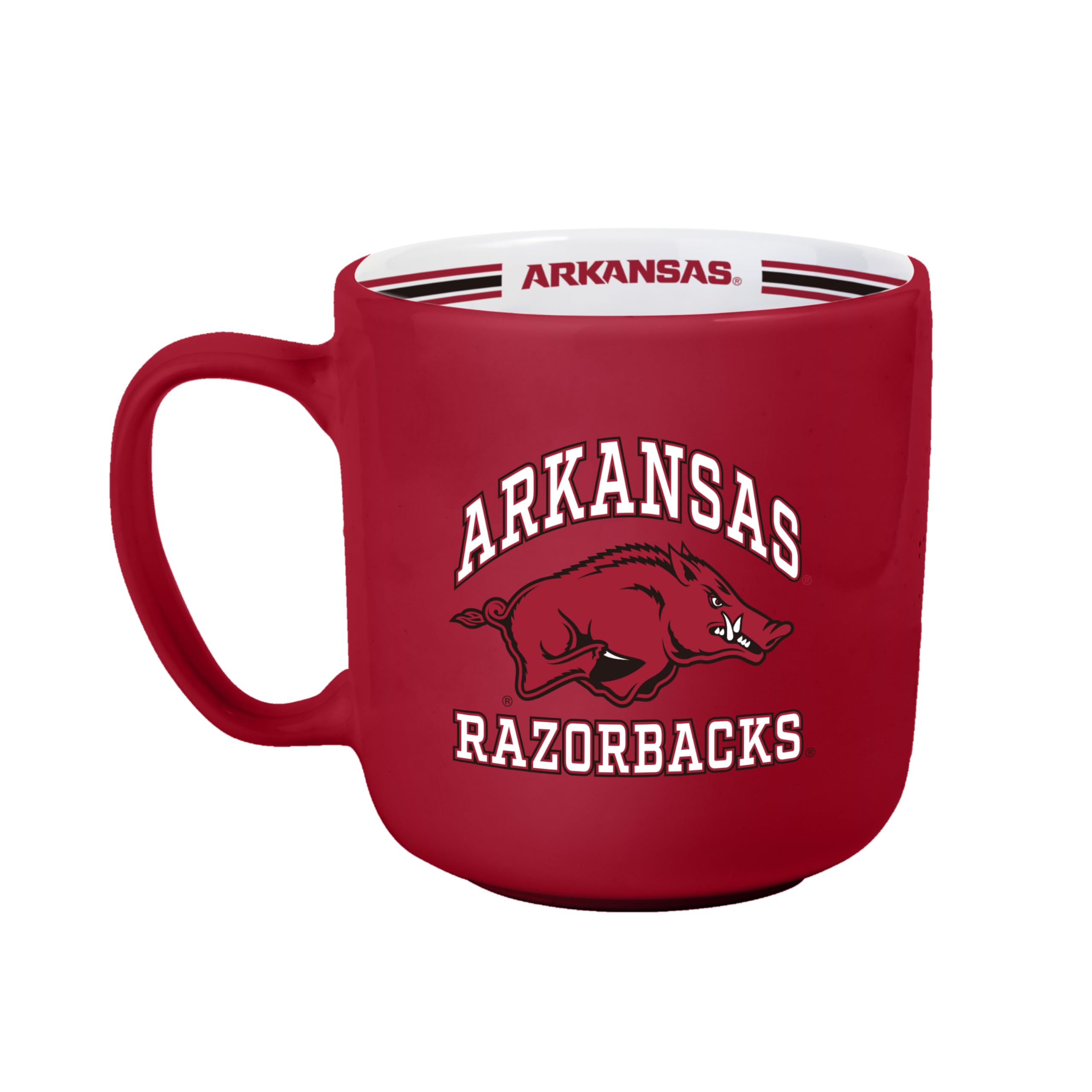 Logo Brands NCAA Arkansas Razorbacks 15 oz Stripe Coffee Mug - Vintage Team Logo, Inside Print &amp; Stripes, Microwave &amp; Dishwasher Safe- Great Gift For Fans &amp; Alumni
