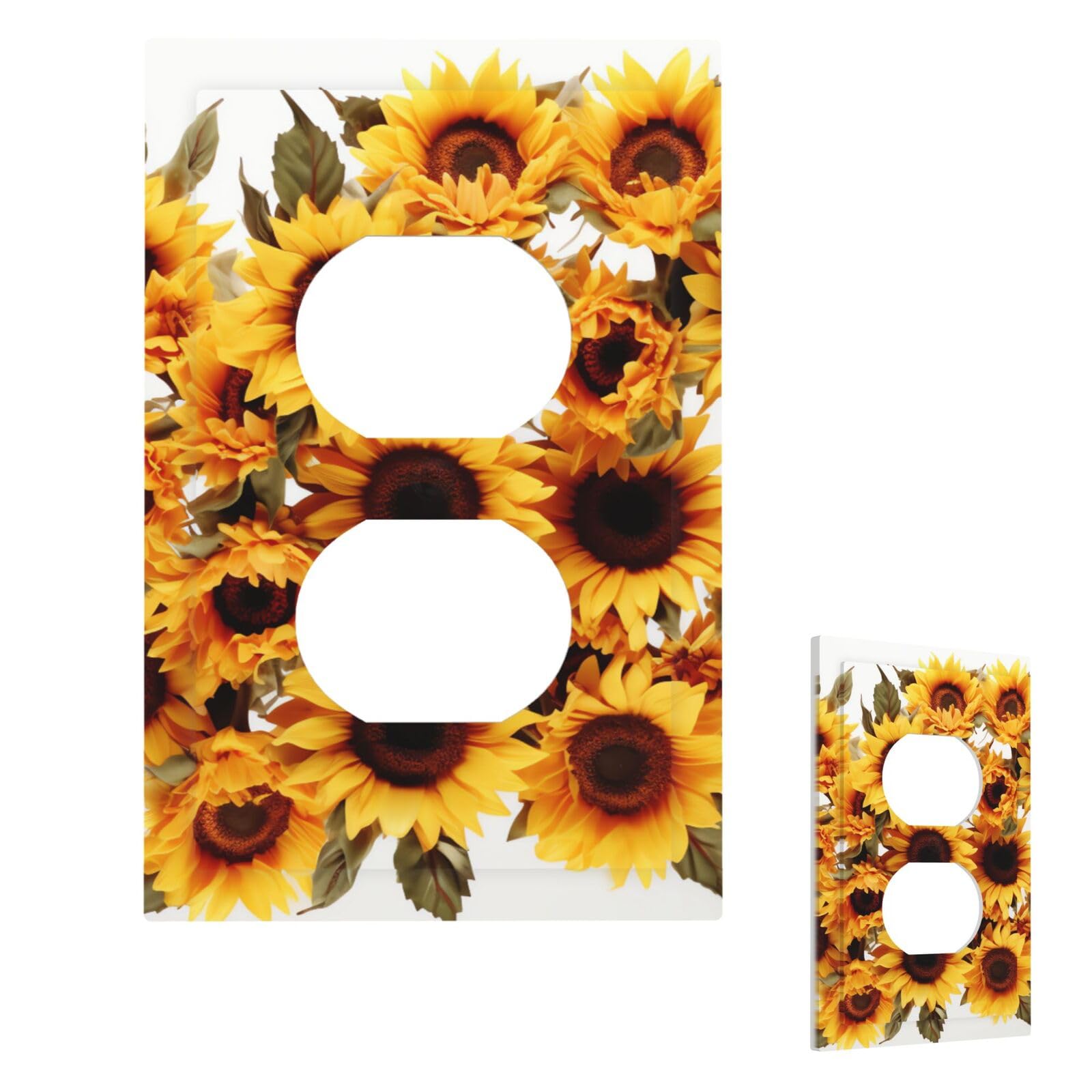 Beautiful Sunflowers Wall Plate Cover Duplex, Modern Decorative Light Switch Cover Unbreakable Receptacle Outlet Covers for Living Room Bedroom Decor