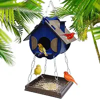 Comedouro Tratador Pássaros Livres Casinha De Passarinho Mdf (Azul Egípcio)