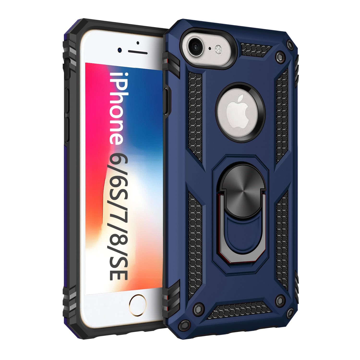 Funda para iPhone 6 6S iPhone 7 y iPhone 8, protección Extrema, Armadura Militar, Doble Capa, Cubierta Protectora con Anillo Giratorio irrompible de 360 Grados, Soporte para iPhone 6 6S y iPhone 7 8