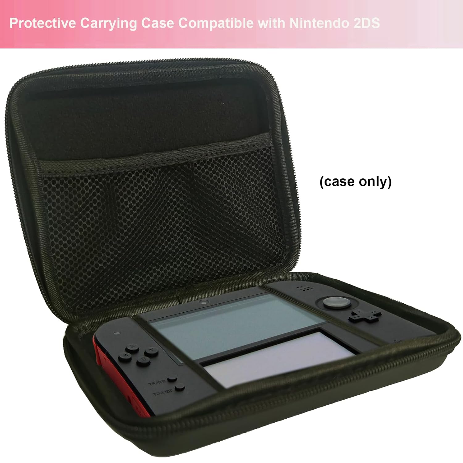 QFDSHOPCO Hard Carrying Case Travel Storage Bag with Hand Wrist Strap Protective Box Compatible with Nintendo 2DS Handheld Game Console (Case Only) (black) - Image 2
