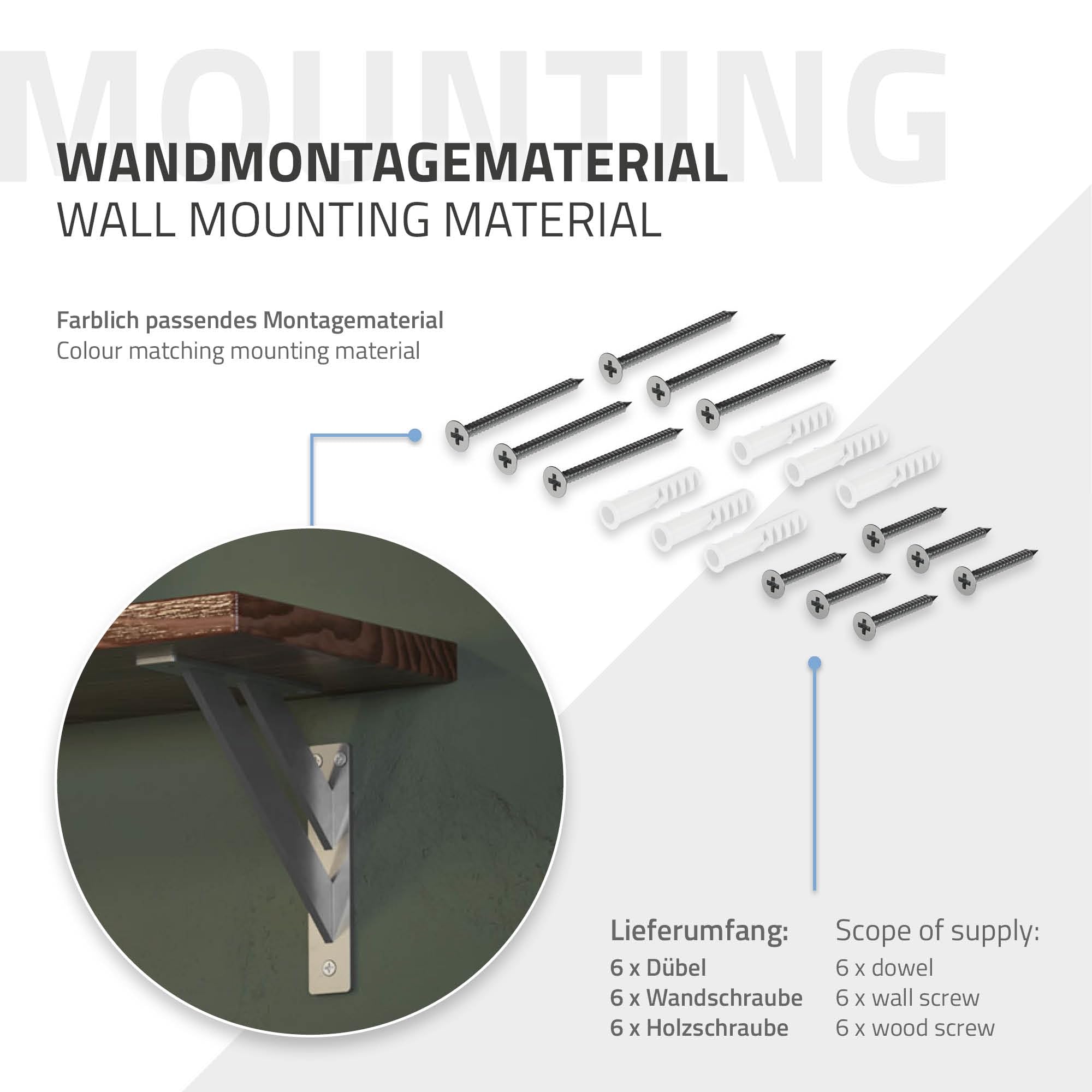 ML-Design Set de 4X Soporte de Estante 180x180mm Plata de Aluminio Estilo Industrial Ángulos para Estantería de Pared Apto para Tableros, Balda, Repisa Flotante y Proyectos DIY de Bricolaje
