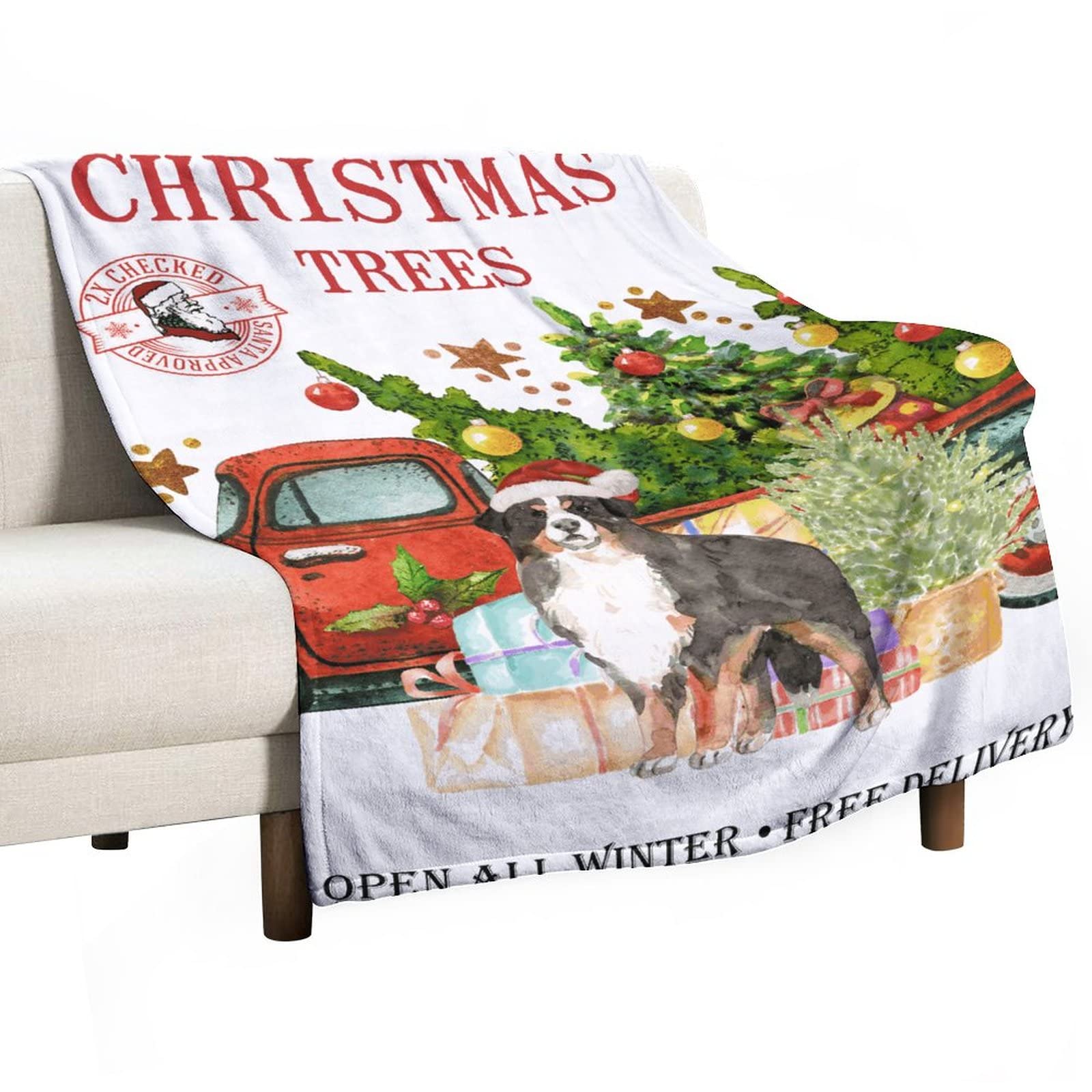 Couverture de Noël en flanelle 130x150 cm avec motifs de fête