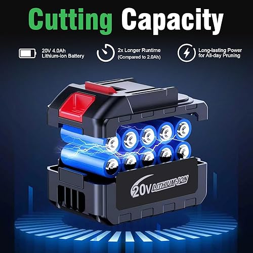 Miniatura 3 de 6 Inch Mini Chainsaw Cordless Brushless, 18V Electric Chain Saw with 2x 4.0Ah Batteries & Manual Oiling System, One-Handed Handheld Power Pruning