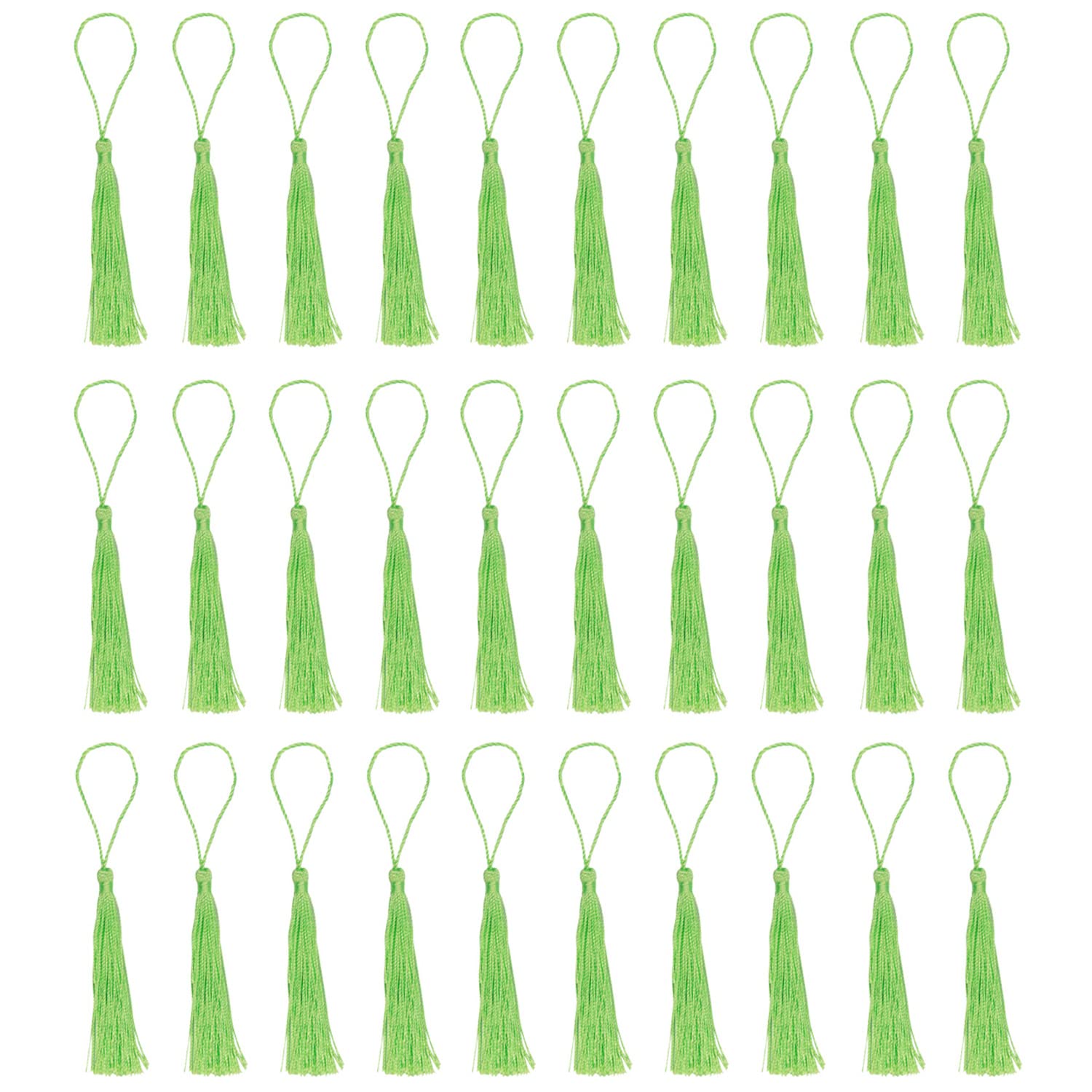 Amdonalo Fluorescencegreen 30 Pcs Bookmark Tassels, Mini Tassels Silky Tassels For Bookmarks Handmade Bookmark Tassels For Resin Diy Craft Supplies And Home Decor (Fluorescencegreen)