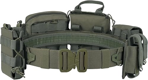 Vista 11 de YAKEDA Molle - Cinturón de batalla con accesorios – Cinturón táctico de combate Airsoft resistente (8 piezas)