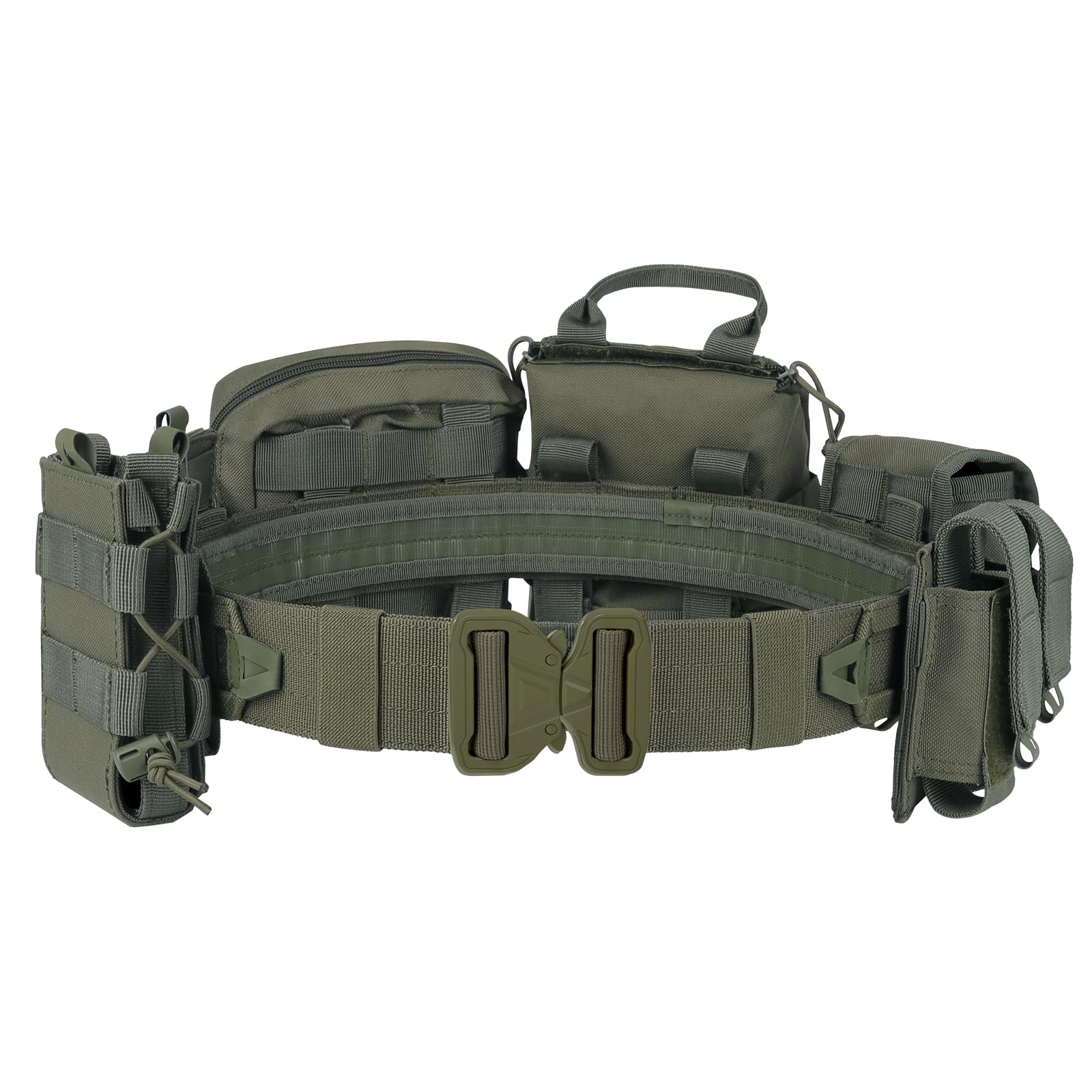 YAKEDA Molle Battle Belt with Accessories - Tactical Combat Airsoft Heavy Duty Belt (8 pcs)