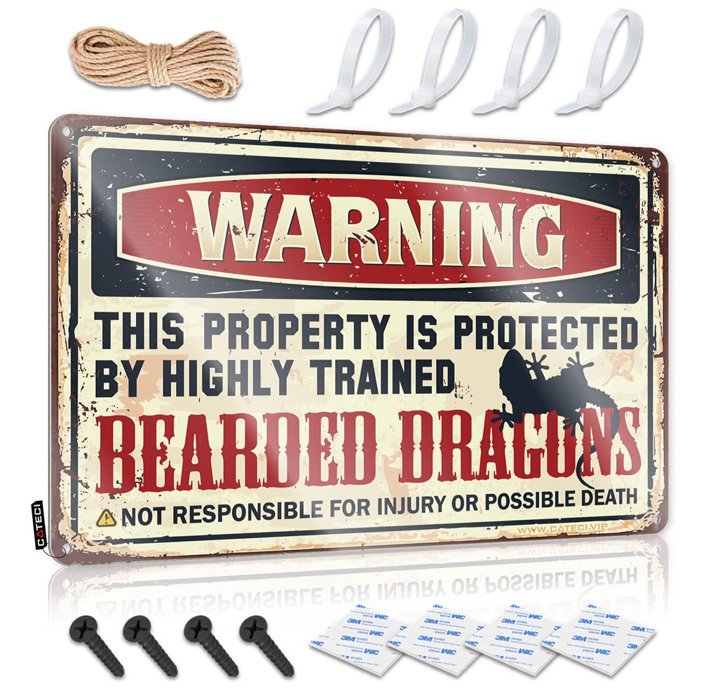 Bar Signs For Home Bar Funny Warning This Property Is Protected By A Highly Trained Bearded Dragon1 Sign Home Bar Tin Sign Small Sign(30X40CM)