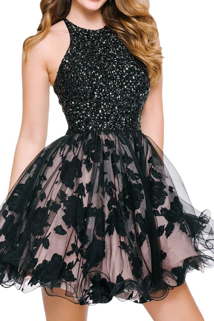 Tdress Girl's Scoop A Line Beaded Homecoming Dresses Size 10