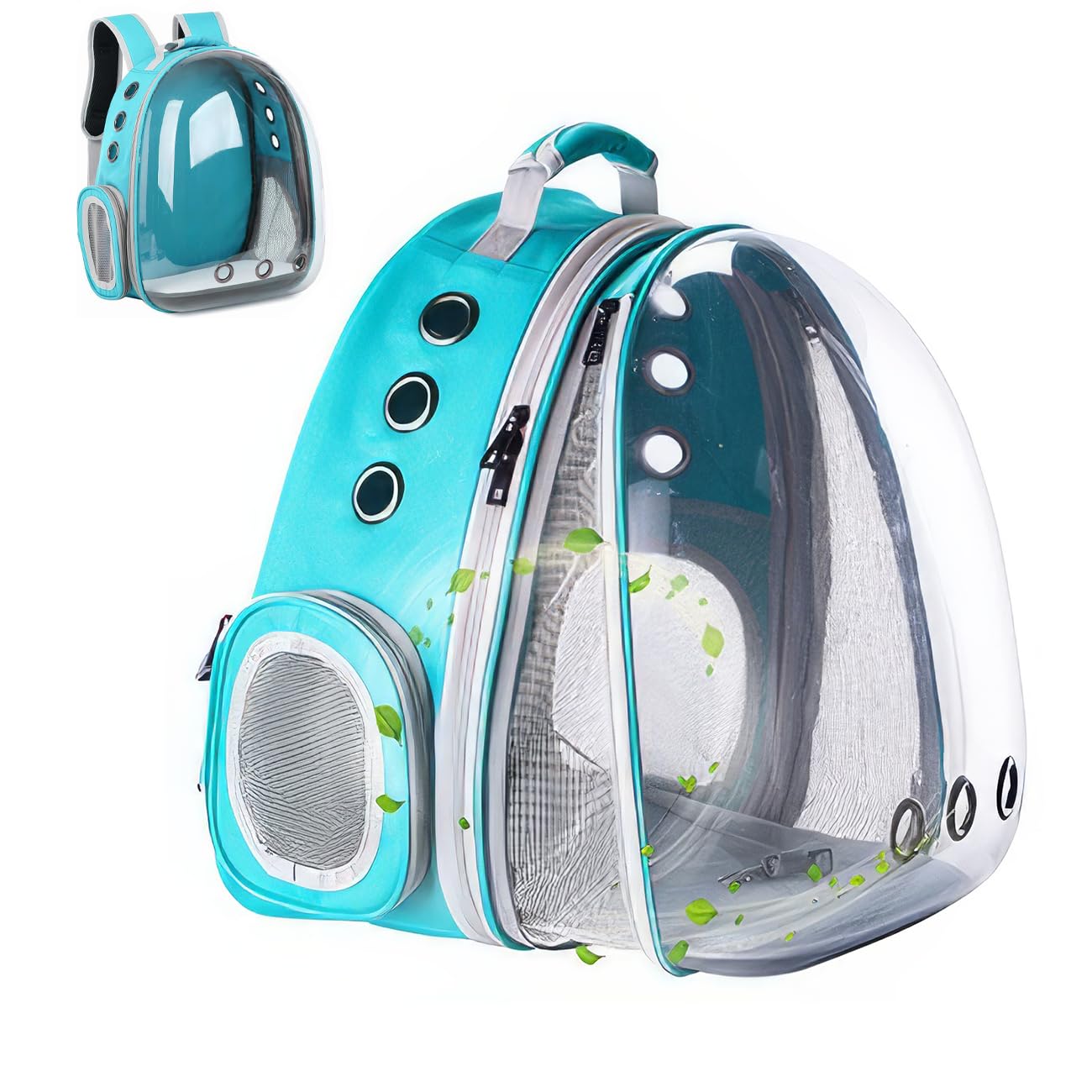 ZHUIYIWIN Cat Carrier Backpack, Expandable Cat Carrier Backpack, Ventilated Cat Bubble Backpack for Pet, Pet Carrier for Travel Hiking Walking Camping (light Blue, Front Extension)
