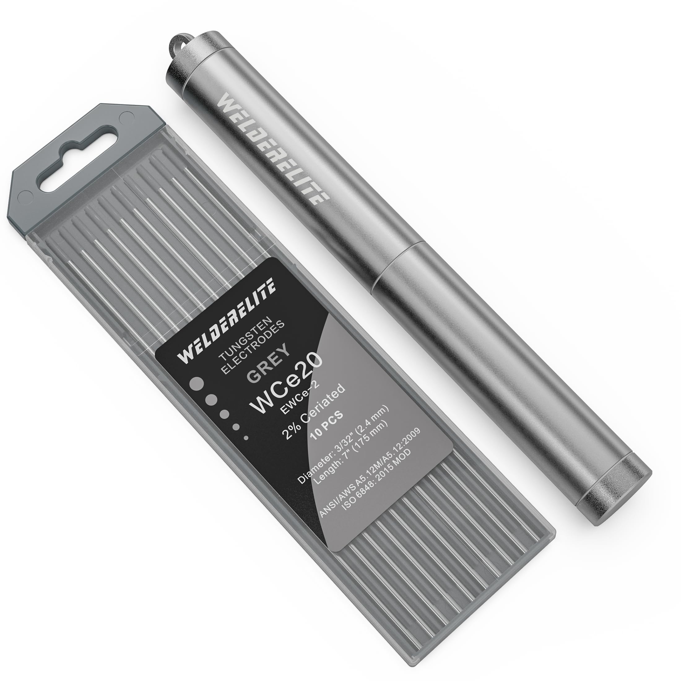 Gray Tungsten Electrode 3/32" with Gray Tungsten Pole Storage Bucket