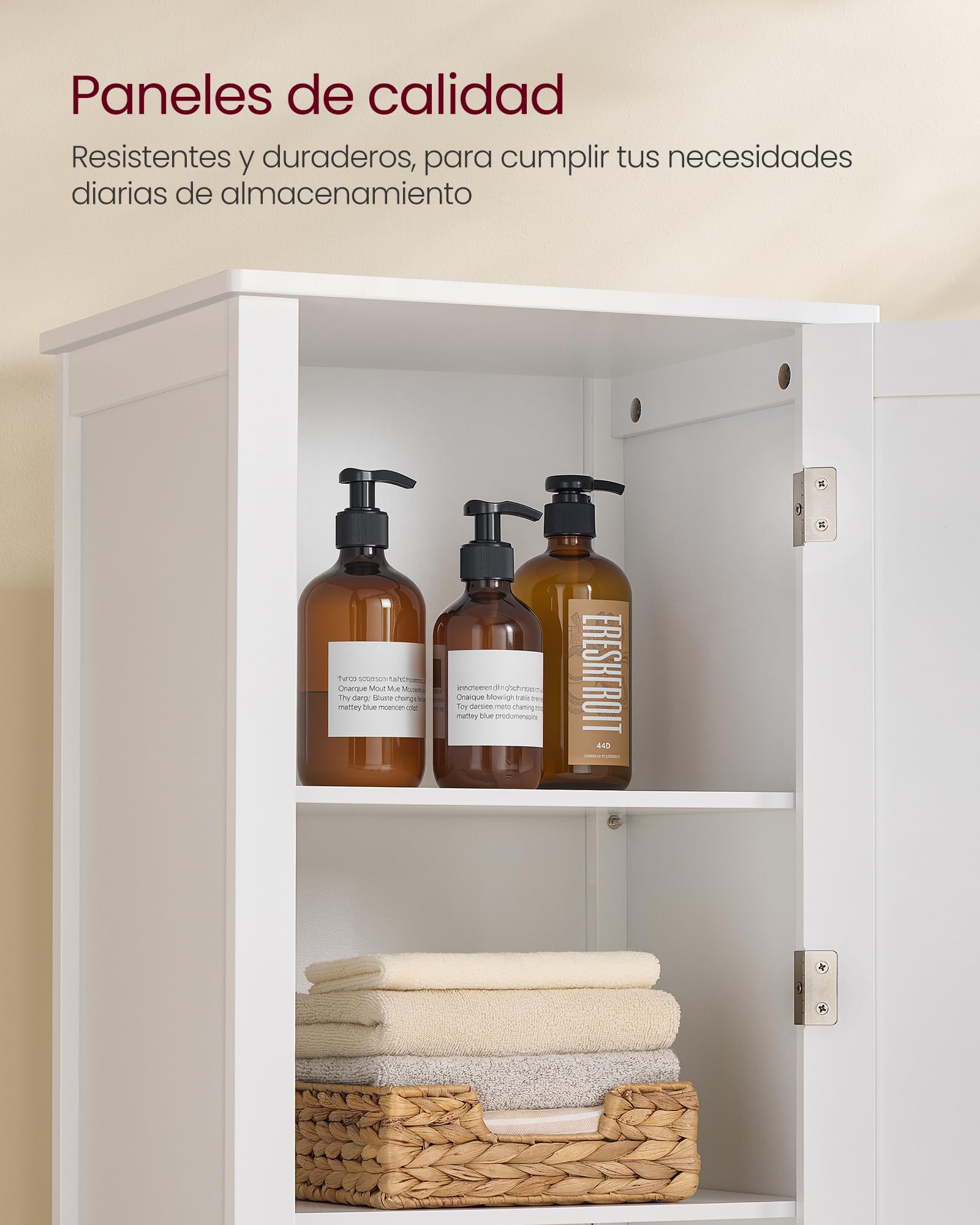VASAGLE Armario Alto de Baño con Espejo de Cuerpo Completo, Mueble de Baño con Estantes Ajustables, 30 x 40 x 160 cm, para Espacio Pequeño, Salón, Pasillo, Blanco Nube BBC764WH01